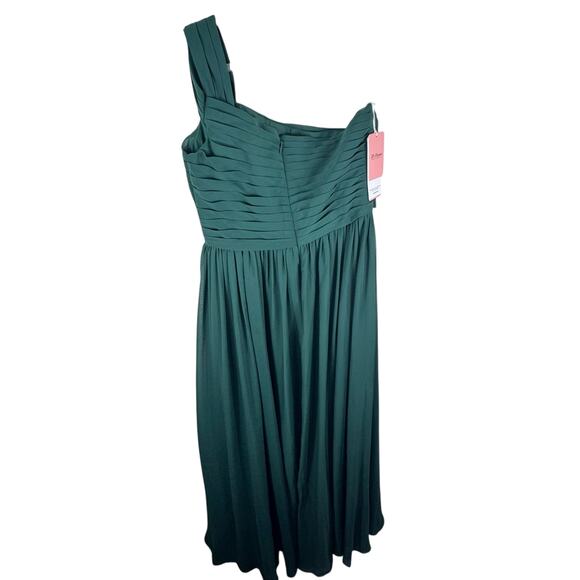 JJ's House NWT Dark Forest Green One Shoulder High Slit Floor Length Gown Sz 14 - Picture 6 of 12